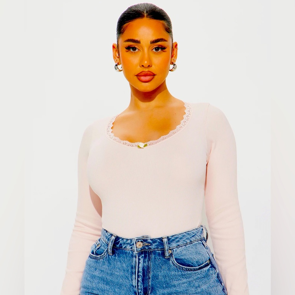 NEW TAGS•SMALL•Fashion Nova Sweet Like Sugar Seamless Bodysuit - Blush Pink